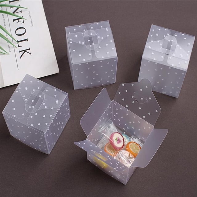 50PCS Translucence Plastic Candy Box PVC Dot Candy Boxes Chocolate Gift Treat Boxes Wedding Party Favor