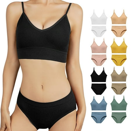

Reheyre Sexy and Comfortable Beachwear Seamless Wire-Free Padded Bra and Briefs Set