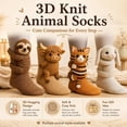 thumbnail image 2 of 3D Knit Animal Socks, Cute Fuzzy Novelty Slipper Socks with Non-Slip Grips for Women, Christmas Gifts, 2 of 6
