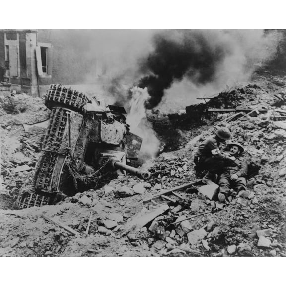 Canadian Soldier Is Attended By A Medic Near Falaise History (24 x 18)
