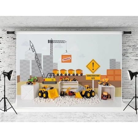 Image of 7x5ft Construction Site Boy s Birthday Photography Backdrop Kids Toy Decoration Baby Birthday Party