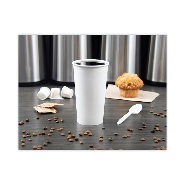 Single-Sided Poly Paper Hot Cups, 20 oz, White, 600/Carton Single-Sided Poly Paper Hot Cups, 20 oz, White, 600/Carton
