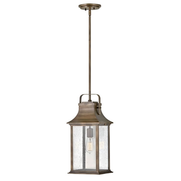 2392BU Hinkley Lighting Grant - 1 Light Medium Outdoor Hanging Lantern in Traditional Style - 8.5 Inches Wide by 19.75 Inches High-Burnished Bronze