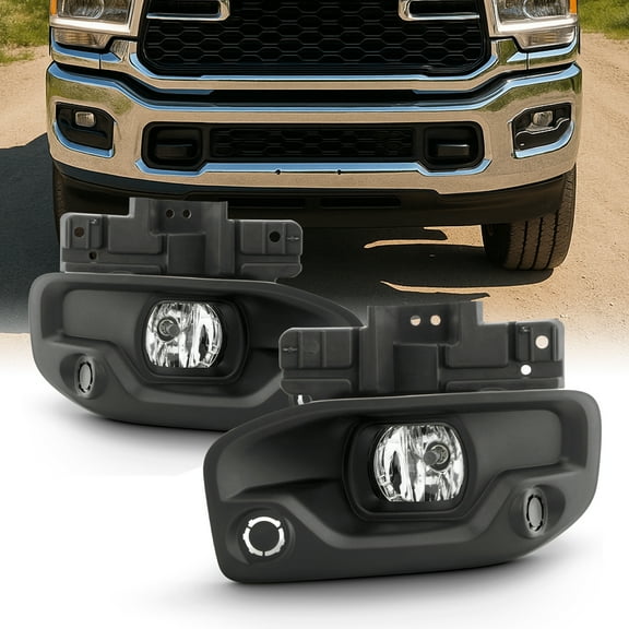 AKKON - Fit 2019-2024 RAM 2500 3500 [Halogen Type] Clear Fog Light Pair Driving Lamp w/Wiring Harness Switch Accessories