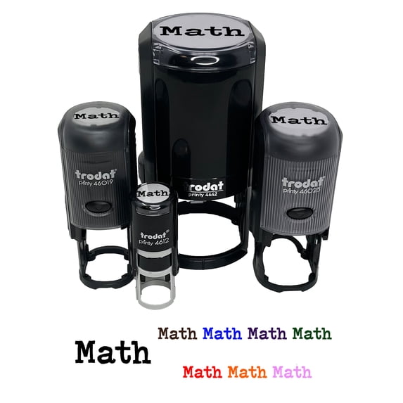 Math School Fun Text Self-Inking Rubber Stamp Ink Stamper - Fuchsia Ink - Small 3/4 Inch
