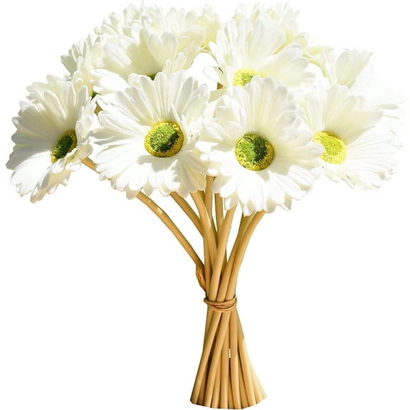 Janrevotw Artificial Flowers Silk Gerbera Daisies, 6pcs 11.81in Fake Flowers Real Touch Faux Flower for Wedding Home Kitchen Wedding Decoration