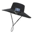 thumbnail image 1 of Sombrero para el sol, ajustable, de ala ancha, recargable, con ventilador, sombrero de pescador con negro, 1 of 9