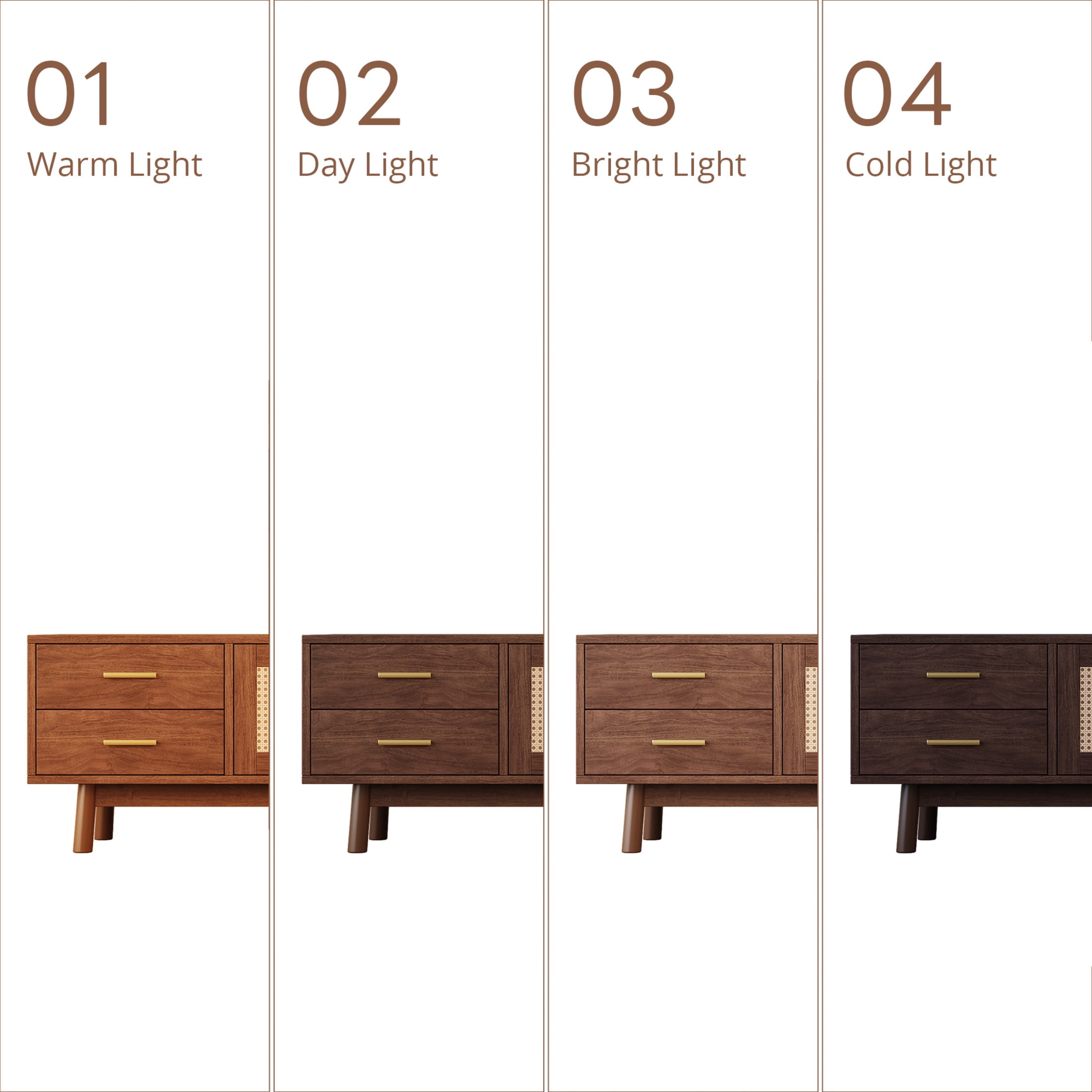 Noble House Modern TV Stand for TVs up to 80" with Rattan Doors, 4 Drawers, Dark Brown