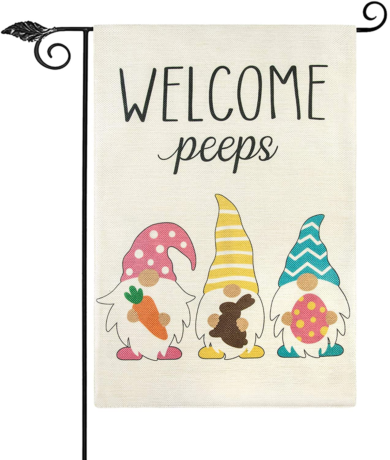 Reads correctly both sides Welcome Gnome Garden Flag; 12/" x 18/"; Double Sided