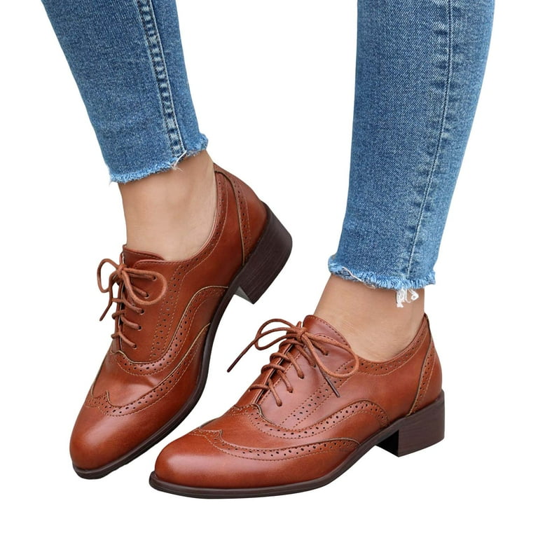 Mostsola Wingtip Oxfords Shoes for Women Lace up Vintage Derby