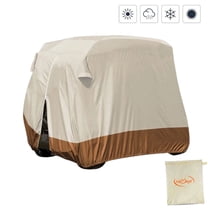 KANCOKIT 4 Passenger Golf Cart Cover, Waterproof 420D Golf Cart Covers, Universal Golf Cart Storage Cover for Yamaha Honda Club Car EZGO Golf Cart, Beige