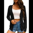 thumbnail image 2 of Cárdigan de Punto con Botones para Mujer, Larga, Informal, de Punto Suave, Tipo Cárdigan, Suéter Superior Negro M, 2 of 9