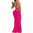 thumbnail image 2 of XINQIHANG Robe Moulante Sexy Élégante pour Femmes avec Strass, Robe de Soirée Longue, 2 of 3