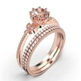thumbnail image 3 of Beautiful 2.25 Carat Round Cut Morganite And Diamond Moissanite Floral Engagement Ring, Antique Wedding Ring, Two Matching Band in 10k Solid Rose Gold, Gift For Her In Festival Time, Promise Ring, 3 of 4