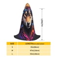 thumbnail image 2 of Honeii Colorful Wolf Head Print Poncho Cape, Cloak Coat, Snuggly Hooded Wearable Blanket, Hooded Cape For Teenagers,Halloween Costumes-Medium, 2 of 7