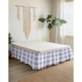 thumbnail image 2 of Purple Plaid Wrap Around Bed Skirts for King Bed 16" Drop,Bed Skirt with Adjustable Elastic Belt Dust Ruffle Bed Valance for Bedroom Hotel Spring Summer Farmhouse Buffalo Checkered Bed Frame Cover, 2 of 7