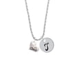 thumbnail image 2 of Delight Jewelry Cheer Heart with AB Crystal Silvertone Script Initial Disc - T - Charm Necklace, 20"+3", 2 of 4