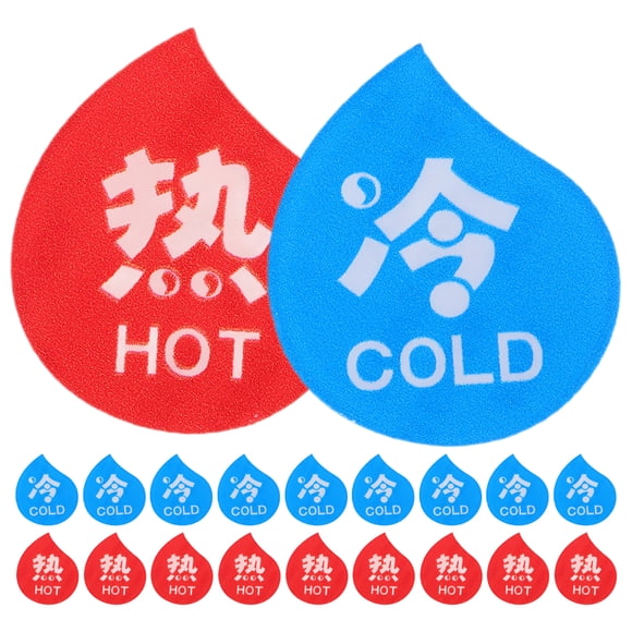 SHISUYAN 10 Pairs Of Hot Cold Water Labels For Faucet Acrylic Hot Cold Stickers Hot Cold Water Label Shower Hot And Cold Water Small Labels For Bathroom Sink Faucet Hot Cold Water Sticker Label