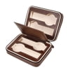 4 Slot Watch Travel Case Portable PU Leather Zippered Watch Storage Box Display Organizer Case - Brown