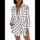 thumbnail image 2 of Conjuntos de Dos Piezas A Rayas para Mujer: Camisas Abotonadas y Pantalones Cortos, Conjuntos de Estar por Casa A Juego. 5XL, 2 of 6