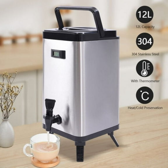 12L Insulated Beverage Dispenser Hot & Cold Tea Water Dispenser Stainless Steel