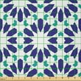 thumbnail image 2 of Ambesonne Mosaic Fabric by the Yard Microfiber, Classic Moroccan Design Art, 1 Yard, Indigo Dark Seafoam and White, 2 of 2