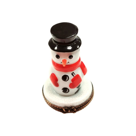 Snowman Limoges Box Figurine | French Winter Decor Limoges Box Porcelain Figurine