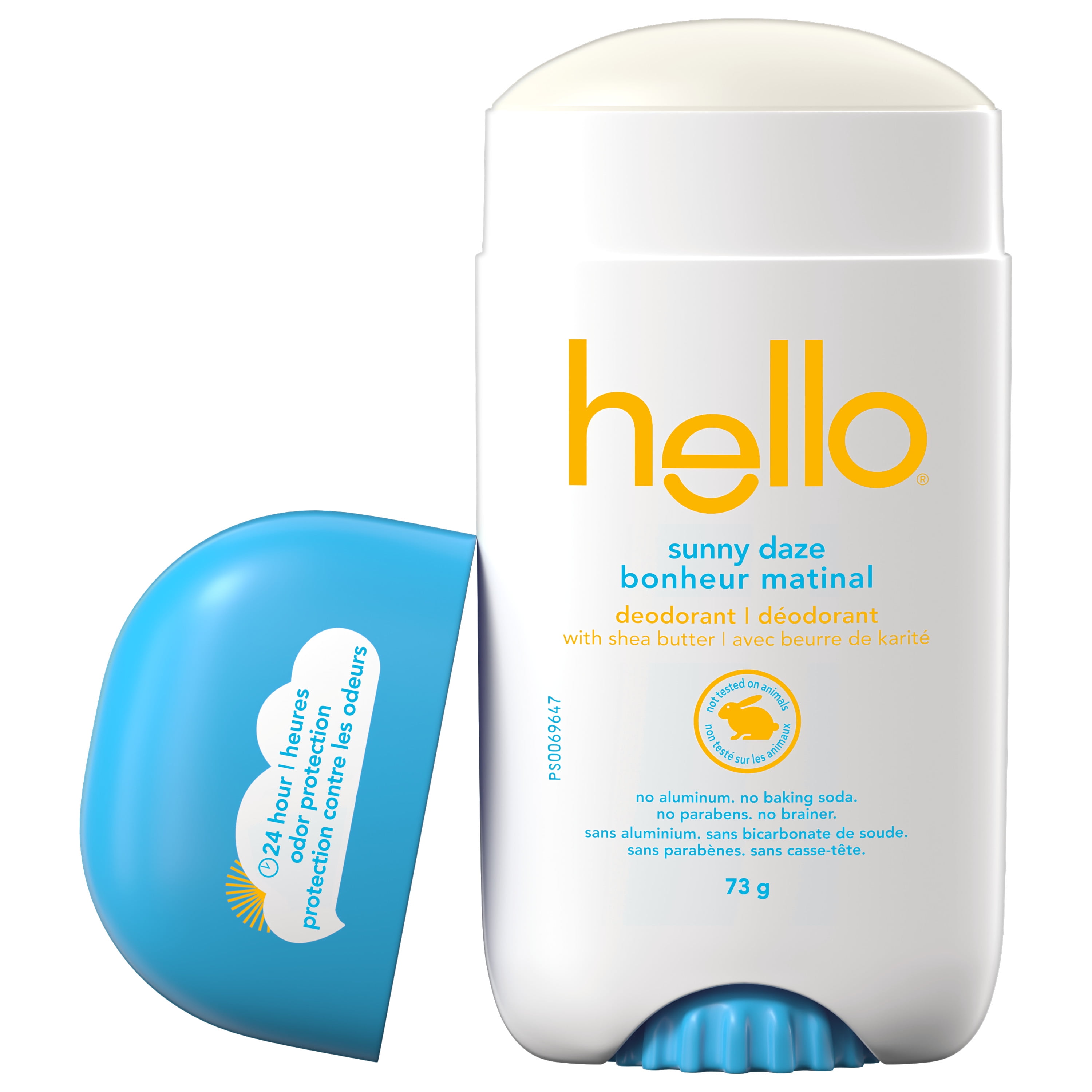 hello Sunny Daze Aluminum Free Deodorant for Women and Men with Shea Butter, 24-Hour Freshness, Baking Soda Free Deodorant, Dermatologically Tested, 73 g Deodorant Stick