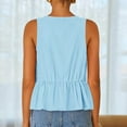 thumbnail image 5 of Women's Summer Sleeveless Tank Tops Crewneck Tie Front Loose Flowy Ruffle Peplum Babydoll Blouses, Limited Time, Under 10 Dollars, 5 of 6