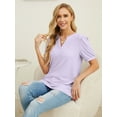 thumbnail image 6 of JWD Womens Shirts Casual V Neck Tshirts Puff Short Sleeve Summer Tops Tunic Blouses Purple L, 6 of 6