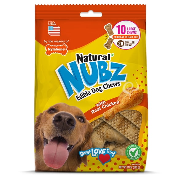 Nylabone Nubz Chicken Dog Chew Treats Large (10 Count)