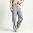 thumbnail image 2 of Njagoc3 Pants for Women | High Waist Drawstring Wide Leg Trousers with Ribbed Detail | Relaxed Loose Fit for Fall Casual Daily Wear & Relaxed Activities，Gray，M, 2 of 6