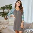 thumbnail image 6 of Nightgown for Women Elbow-Length Sleeve V-Neck Sleepshirts Ladies Soft Cotton Stitching Nightdress, 6 of 9