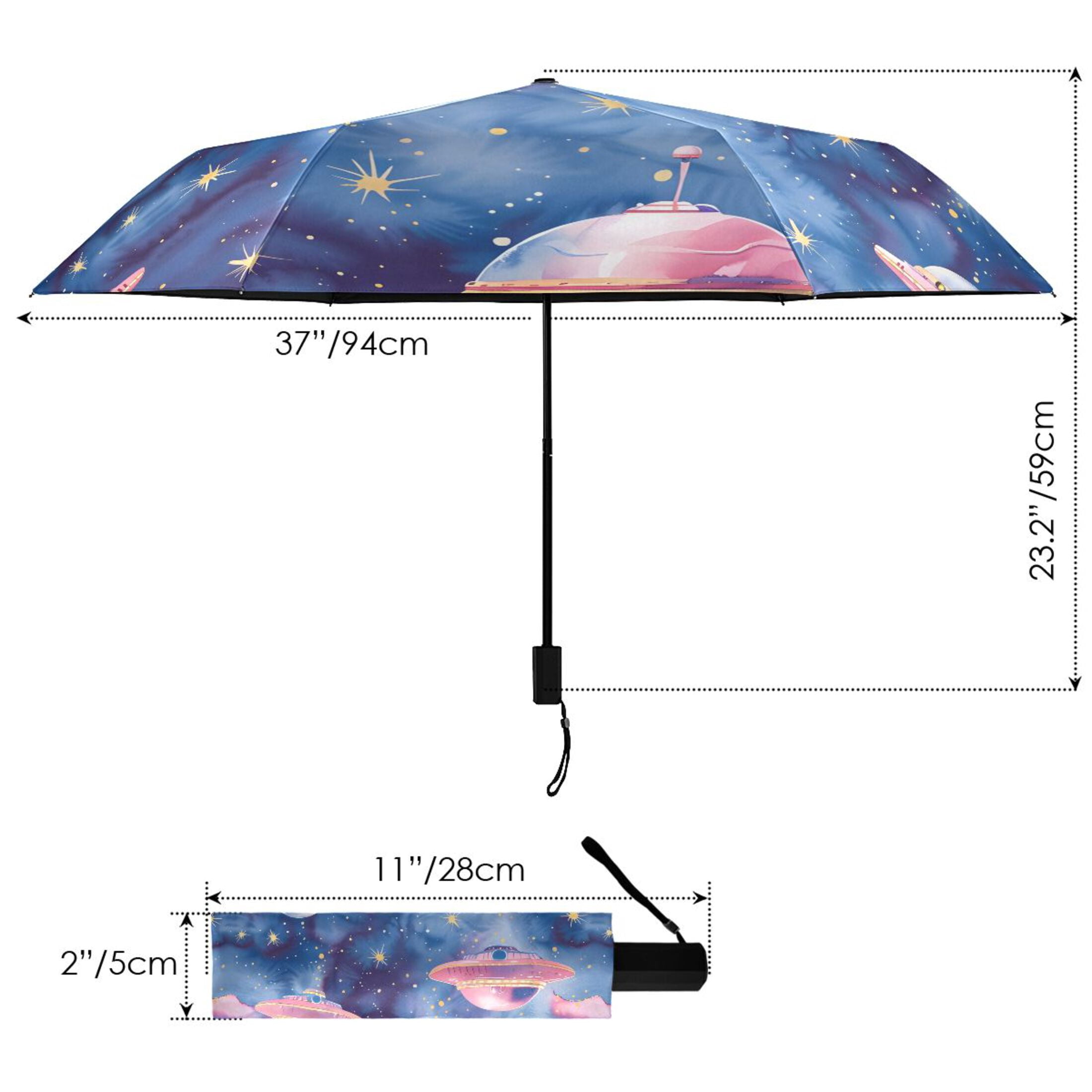 Ufo on Sky Compact Sun Umbrella Windproof Travel Umbrellas for Rain Strong Portable UV Protection