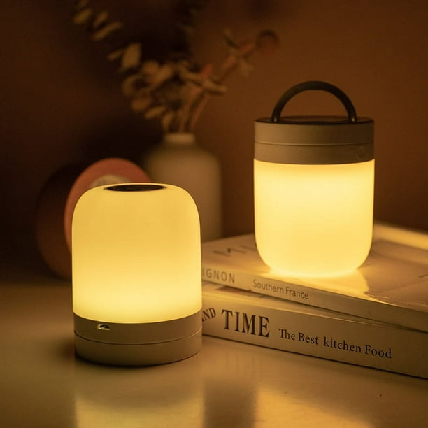 Luz de ambiente colorida, luz de noche USB, luz de noche LED de carga táctil para exteriores, luz de camping