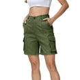 thumbnail image 2 of Difdany Bermuda Shorts For Women Cargo Shorts Knee Length 6 Pockets Elastic Waist Long Shorts For Summer Casual, 2 of 8