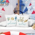 thumbnail image 4 of Coastal Throw Pillows,Coastal Pillow Covers,Nautical Beach Decorative Throw Pillow Cover,Nautical Pillows,Nautical Beach House Bed Room Decor Reversible Pillowcase (18x18 in, White), 4 of 5