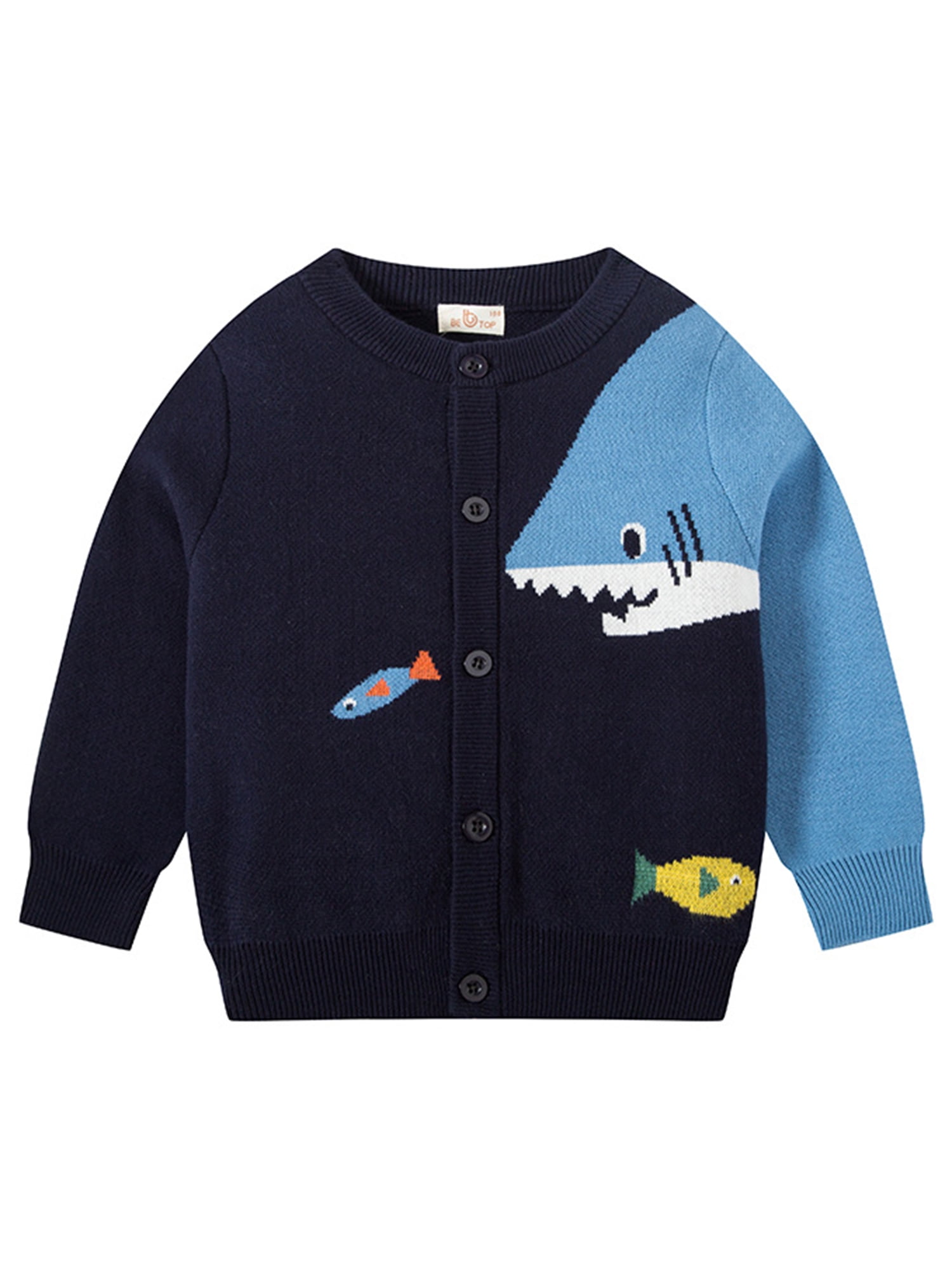 Grianlook Boy Sweater Long Sleeve Knit Sweaters Crew Neck Cardigans Kids Casual Tops Loose