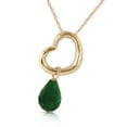 thumbnail image 2 of Galaxy Gold 14K Solid Yellow Gold 24" Open Heart Pendant Necklace with a Genuine Emerald Drop, 14"-24" Sizes, May Birthstone, Symbol of Hope, 2 of 3