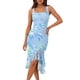 thumbnail image 1 of Vestido MEROKEETY para mujer, estilo bodycon floral, color azul, talla L, 1 of 8