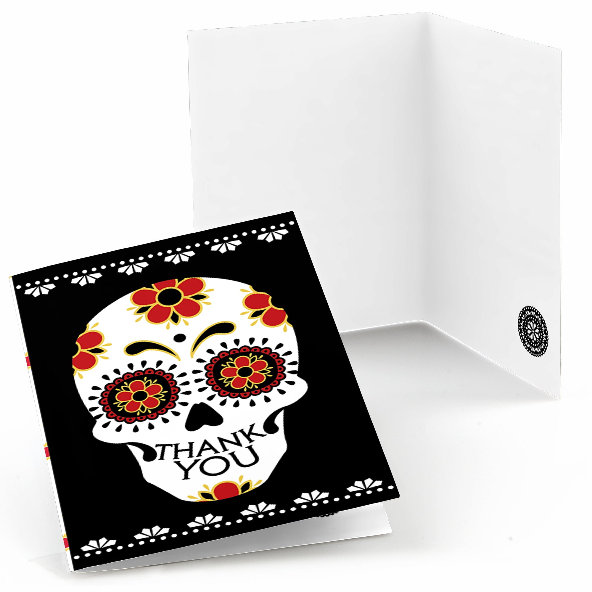 Day Of The Dead Halloween Sugar Skull Party Thank You Cards (8 count