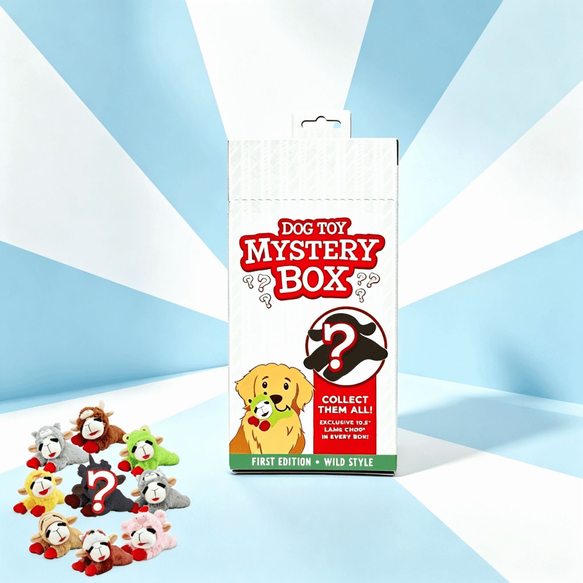 Lamb Chop Dog Toy Mystery Box, Squeaky Plush Puppy Toys for Small Medium Dogs, Interactive Crinkle Paper Stuffed Animal, Wild Style Surprise Blind Box Gift, 10.5 Inch Soft Chew Plaything