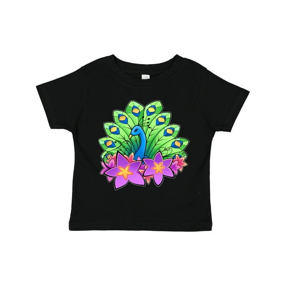 Inktastic Peacock and Flowers Boys or Girls Toddler T-Shirt