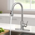 thumbnail image 2 of Kitchen Faucet with Pull Down Sprayer, Single Level Stainless Steel Kitchen Sink Faucets, Single Handle High Arc Brushed Nickel Pull Out Kitchen Faucet, 2 of 5