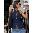 thumbnail image 1 of Blusa Halter Sin Mangas Con Cuello De Corbata En Azul, 1 of 29