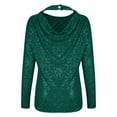 thumbnail image 6 of Feancey Women's Sequin Dressy Tops Sparkly Glitter Long Sleeve T Shirts Cocktail Party Backless Elegant Tunics Round Neck Loose Shiny Blouse Green M, 6 of 7