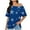 Blue, variant on Women's Off The Shoulder Top Short Sleeve Print Floral Color Casual Home Sports Blouse Gray