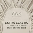 thumbnail image 4 of CGK Linens 400 Thread Count Single Fitted Sheet Only - King Size 100% Cotton Sateen Bottom Sheet, Fits Mattress Up To 16", Beige, 4 of 5