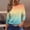 Light Blue gradient 3/4 sleeve tee women a1, variant on Women's Gradient Print Round Neck T Shirt Top Casual Three Quarter Sleeve Loose Fit Ombre Tee Fashion Spring Fall Clothes, Sky Blue S
