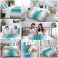 thumbnail image 5 of 3 Piece Turquoise Gray Ombre Duvet Cover Set Full Size,Microfiber Comforter/Quilt Cover with Corner Ties and 2 Pillowcases,Farmhouse Teal Gradient Modern Art All Season Bedding with Zipper Closure, 5 of 8